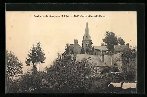 AK St-Fraimbault-de-Priéres, Ortsansicht mit Gebäude