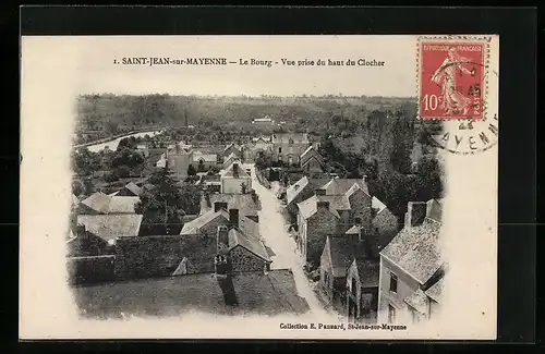 AK Saint-Jean-sur-Mayenne, Le Bourg, Vue prise du haut du Clocher