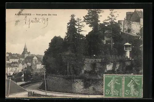 AK Ambrières, Vue prise des rocs