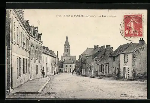AK Grez-en-Bouère, La Rue principale