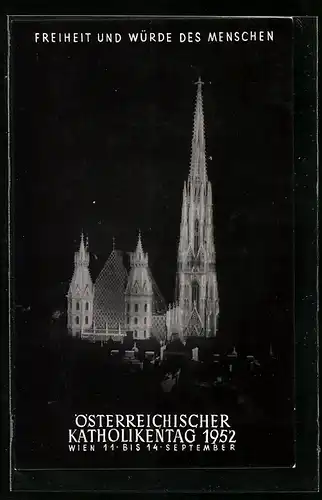 AK Wien, Österreichischer Katholikentag 1952, Kirche bei Nacht