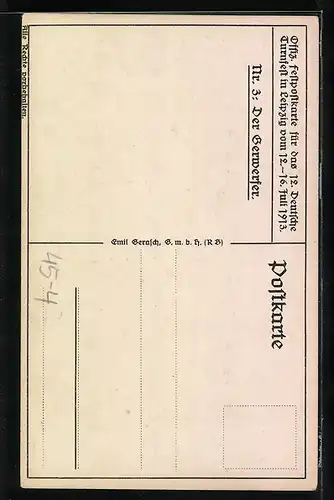 Künstler-AK Hans Treiber: Leipzig, 12. Deutsches Turnfest 1913, Athlet mit Speer