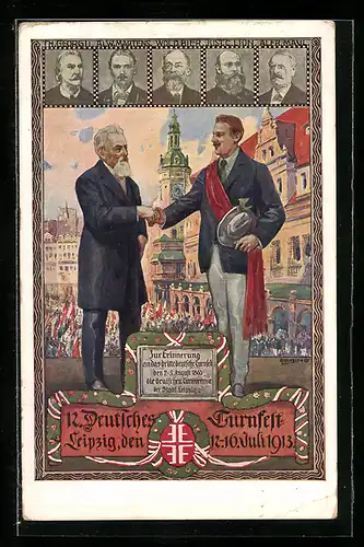 AK Leipzig, Begrüssungszeremonie zum 12. Deutschen Turnfest 1913