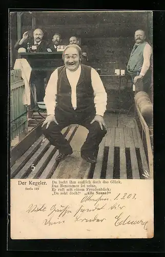 AK Gruppe von Männern beim Kegeln