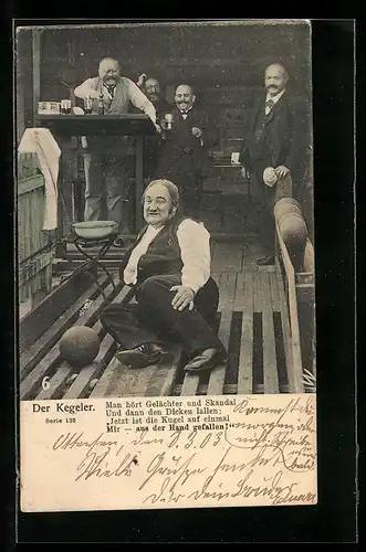 AK Gruppe von Männern beim Kegeln