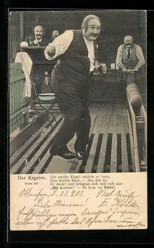 AK Gruppe von Männern an der Kegelbahn