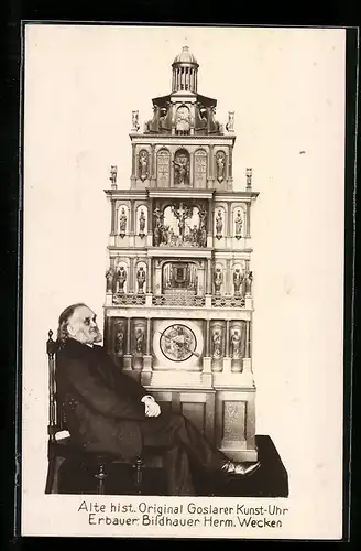 AK Goslar, Alte Goslarer Kunstuhr von Bildhauer Herm. Wecken