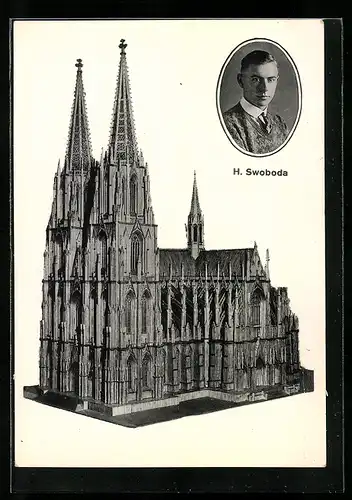 AK Köln, Modell des Kölner Doms von H. Swoboda