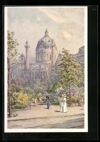 Künstler-AK Ludwig Hans Fischer: Wien, Karlskirche