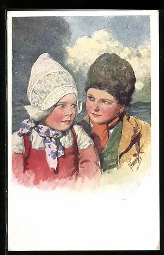 Künstler-AK Karl Feiertag: Kleines Paar in holländischer Tracht
