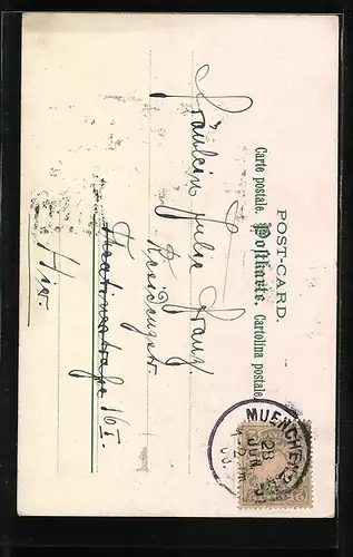 Künstler-AK E. Döcker: Mann mit einer Leiter am Fenster einer Frau