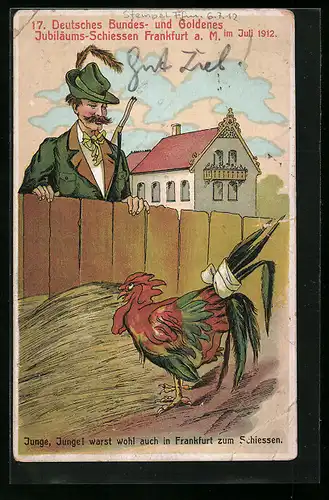 Künstler-AK Frankfurt a. M., 17. Deutsches Bundes- und Goldenes Jubiläums-Schiessen 1912