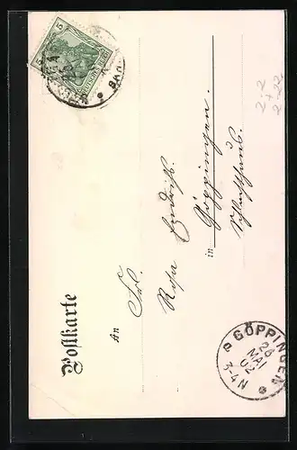 AK Abschiedslied der württembergischen Marken, Briefmarken, Postgeschichte