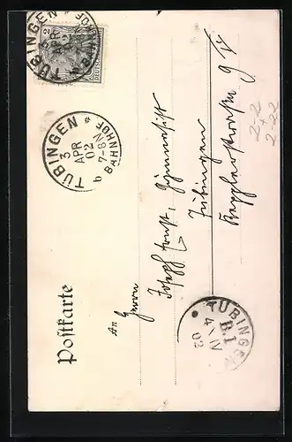 AK Abschied der Schwabenmarken, Briefmarken, Postgeschichte