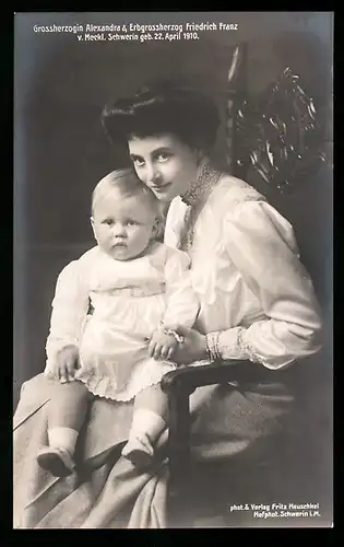AK Grossherzogin Alexandra von Mecklenburg-Schwerin mit dem kleinen Erbgrossherzog Friedrich Franz