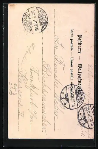 Passepartout-Lithographie Partie an der Wartburg