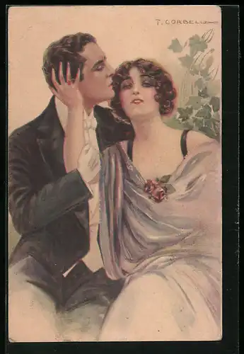 Künstler-AK Tito Corbella: Liebespaar in trauter Zweisamkeit