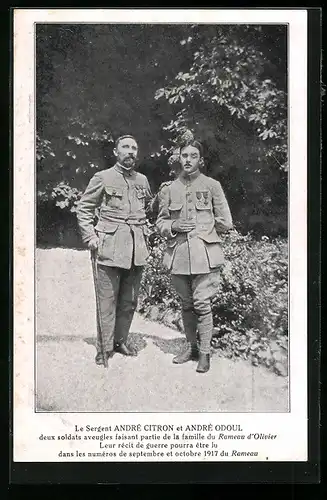 AK Le Sergent Andre Citron et Andre Odoul, La Famille du Rameau d`Olivier, Carte No. 28