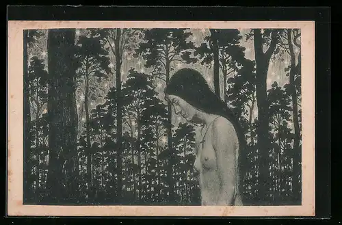 Künstler-AK Fidus: Taumwege, Nackte Frau mit Kreuzkette
