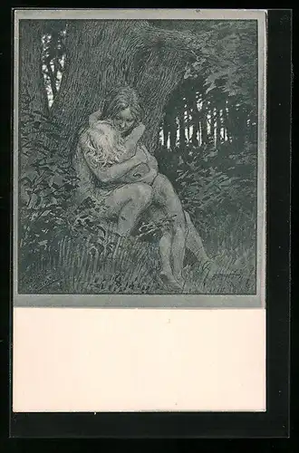 Künstler-AK Fidus Nr. 48: Beichte, Frau hält Kind im Arm