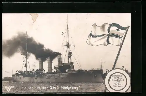 AK Kleiner Kreuzer SMS Königsberg unter Volldampf, Kriegsschiff