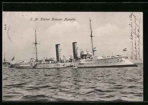 AK SM Kleiner Kreuzer Nymphe der kaiserlichen Marine
