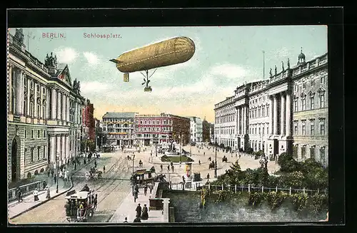 AK Berlin, Zeppelin über dem Schlossplatz