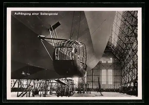 AK Luftschiff LZ 127 Graf Zeppelin, Aufhängung einer Seitengondel