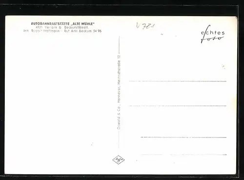 AK Vellern bei Beckum, Autobahnraststätte Alte Mühle