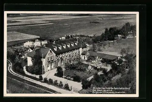 AK Bad Lausick, Kinderheilstätte Reichersdorf, Fliegeraufnahme