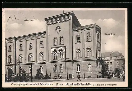 AK Wiesbaden, Versorgungs-Kuranstalt, Schlossplatz und Mühlgasse