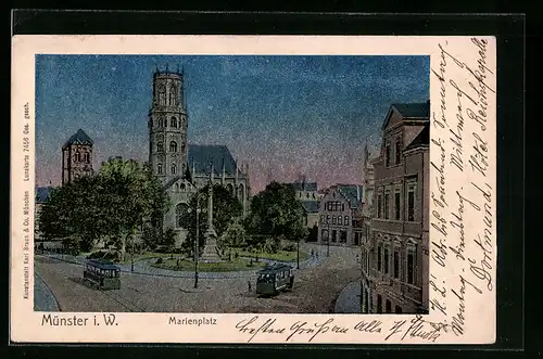 Luna-AK Münster i. W., Marienplatz aus der Vogelschau