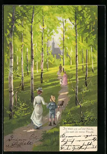 Künstler-AK Alfred Mailick: Spaziergang im Birkenwald