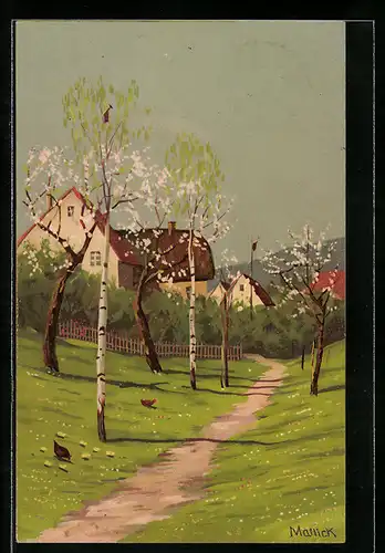 Künstler-AK Alfred Mailick: Frühling vorm Dorf