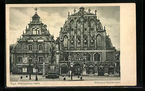 AK Riga, Blick auf das Schwarzhäupterhaus