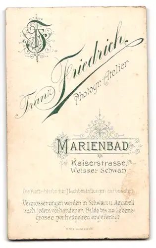 Fotografie Franz Friedrich, Marienbad, Kaiserstrasse, Junge Dame mit Hochsteckfrisur und Kreuzkette