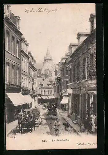 AK Eu, La Grande Rue, Strassenpartie
