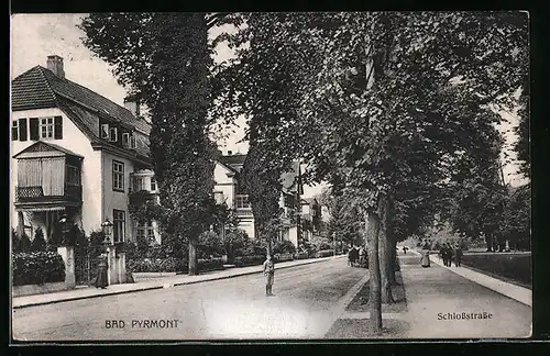 AK Bad Pyrmont, Schlossstrasse, Pferdewagen