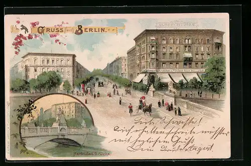 Lithographie Berlin, Cafe Ausschank Münchener Bürger-Bräu am Lützowplatz, Herkules Brücke