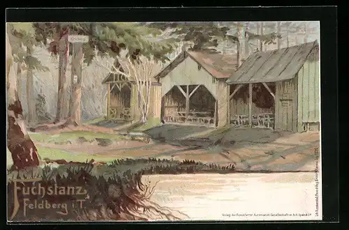 Lithographie Feldberg, Gasthaus zum Fuchstanz