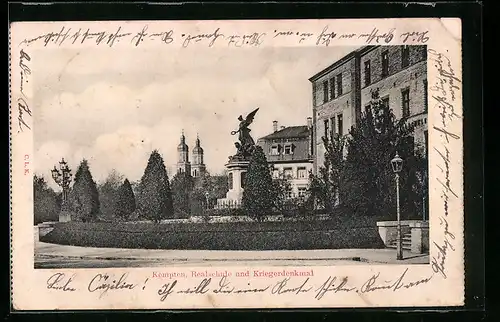 AK Kempten, Realschule und Kriegerdenkmal