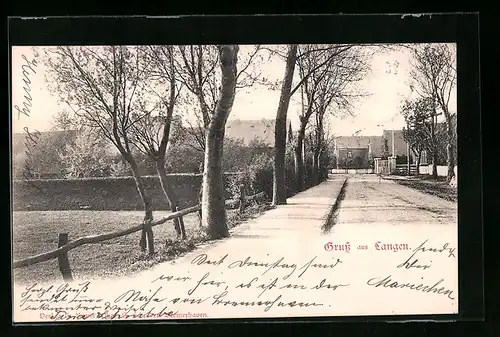 AK Langen, Strassenpartie mit Bäumen