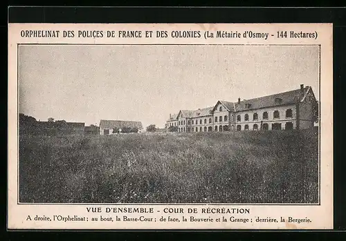 AK Osmoy, Orphelinat des Polices de France et des Colonies, Vue d`ensemble, Cour de récreation