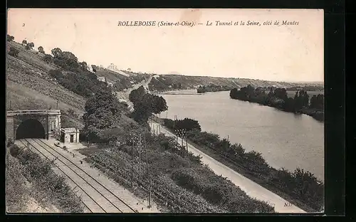 AK Rolleboise, Le Tunnel et la Seine, Côté de Mantes