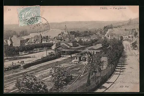 AK Triel, Vue générale, Teilansicht mit Bahnhof