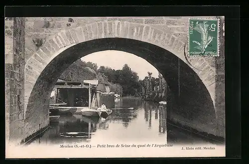 AK Meulan, Petit bras de Seine du quai de l`Arquebuse