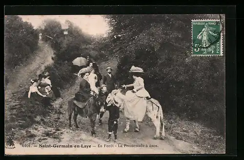AK Saint-Germain-en-Laye, En Forêt, La Pormenade à ânes