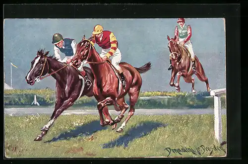 Künstler-AK Ermenegildo Carlo Donadini: Jockeys auf ihren Pferden