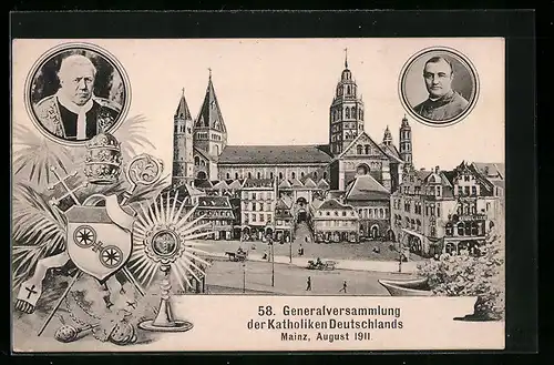AK Mainz, 58. Generalversammlung der Katholiken Deutschlands 1911, Papst
