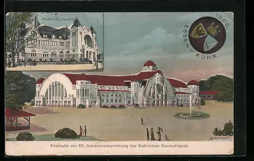 AK Essen /Ruhr, 53. Generalversammlung der Katholiken Deutschlands 1906, Festhalle, Südlicher Saalbau